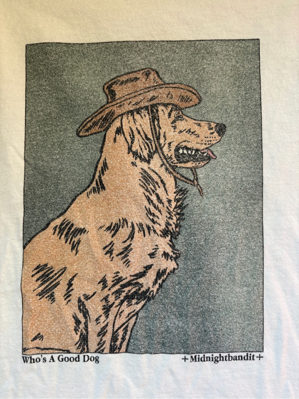 Gildan White Short Sleeve Tee with Tan Dog Graphic